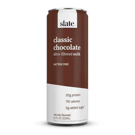 Slate Milk - High Protein Shake  Classic Chocolate  20g Protein  0g Added Sugar  Lactose Free  Keto  All Natural (11 oz  12-Pack)