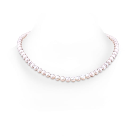 ANGARA 7-8mm, 20" Single Strand Japanese Akoya Cultured Pearl Necklace in 14K White Gold for Women | June Birthstone, Birthday, Anniversary, Jewelry Gift for Women | Pearl Necklace