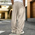 thumbnail image 6 of Evdexr Corduroy Pants Mens Drawstring Baggy Sweatpants Fall Winter Hip Hop Travel Pants Loose Fit Breathable Solid Color Trousers with Pockets XL, 6 of 6