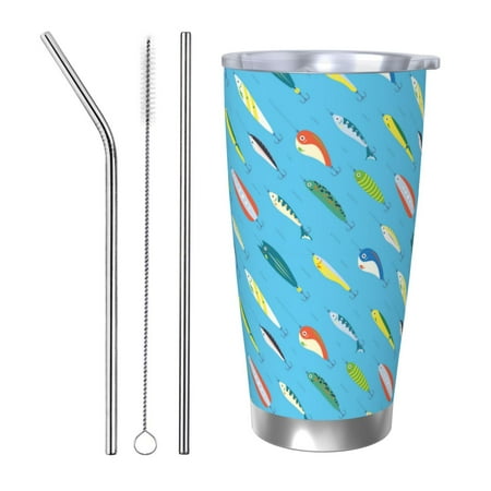 

Goofa Different Color Fishing Bait for 20 oz Skinny Tumbler Stainless Steel Coffee Mug Slim Vacuum Insulated Travel Cup Car Cup-Straw Three-piece Set