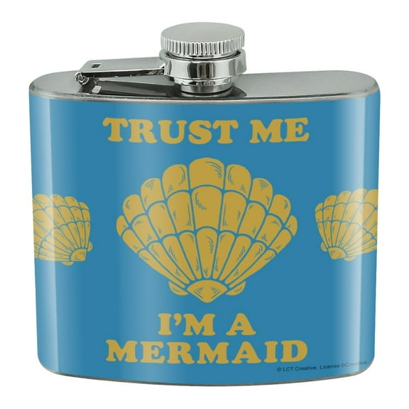 Trust Me I'm a Mermaid Funny Humor Stainless Steel 5oz Hip Drink Kidney Flask