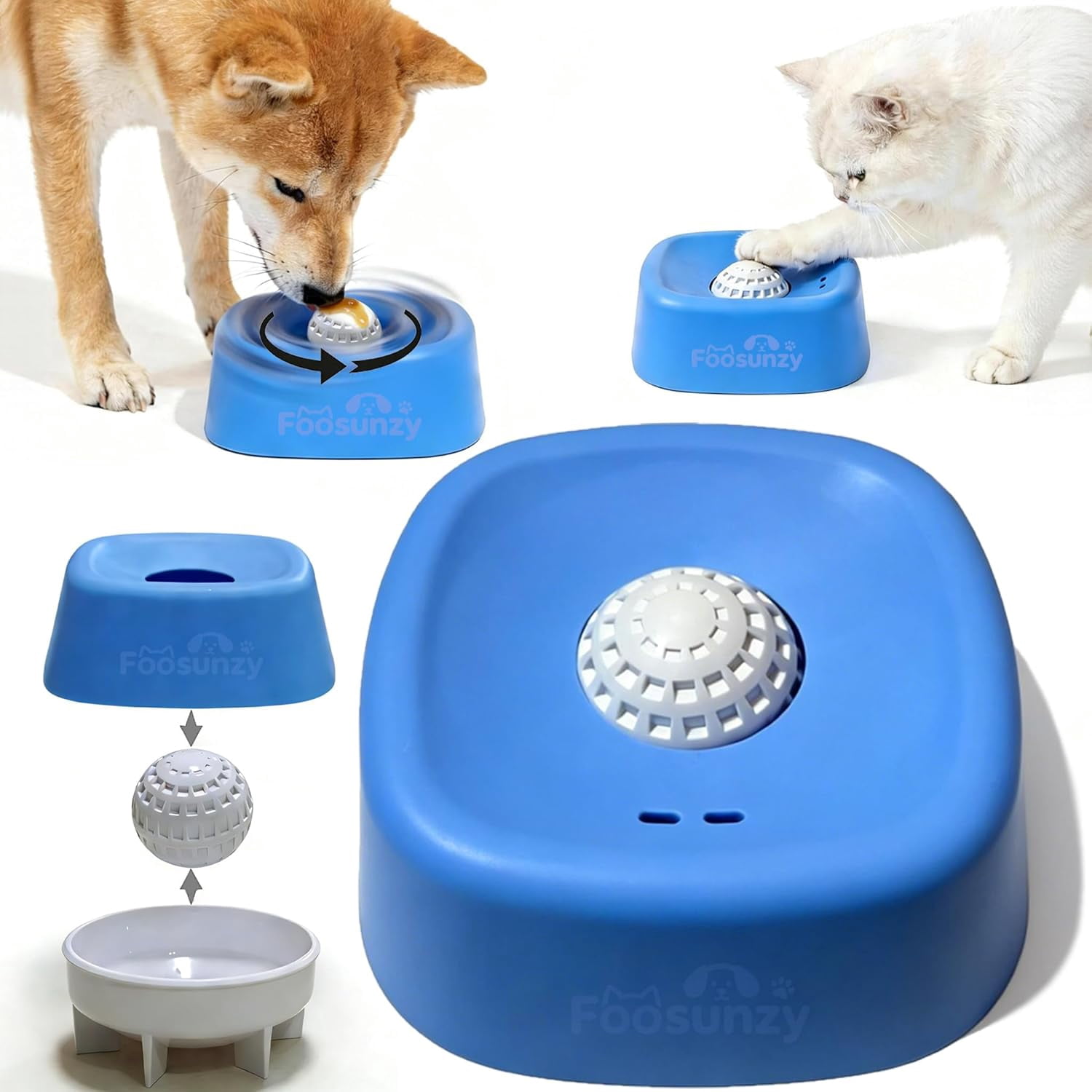 Lick and Roll Bowl, Dog Lick Bowl with Rolling Ball – Interactive Slow Feeder Dog Bowls, Large Capacity Non-Slip Lick Bowl for All Dogs