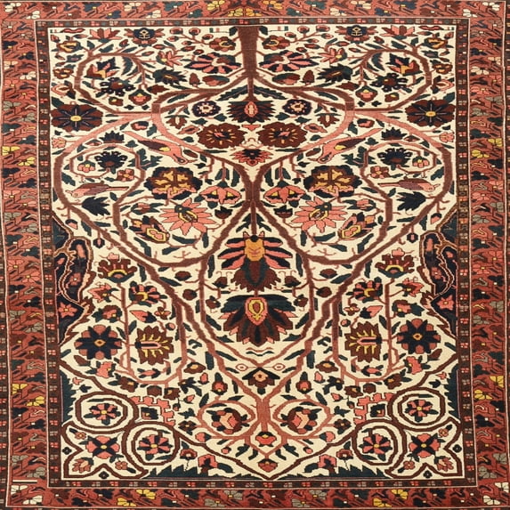 Ahgly Company Machine Washable Indoor Square Traditional Saffron Red Area Rugs, 6' Square
