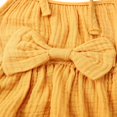 thumbnail image 3 of Toddler Baby Girl Summer Fall Basic Plain Short Sleeve Cotton Linen Drawstring Romper Jumpsuit, 3 of 7