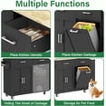 thumbnail image 2 of HAUXITIO Kitchen Island Cart with Drop Leaf,2 Drawers & Trash Can, Rolling Storage Cart with Spice Rack,Black, 2 of 8