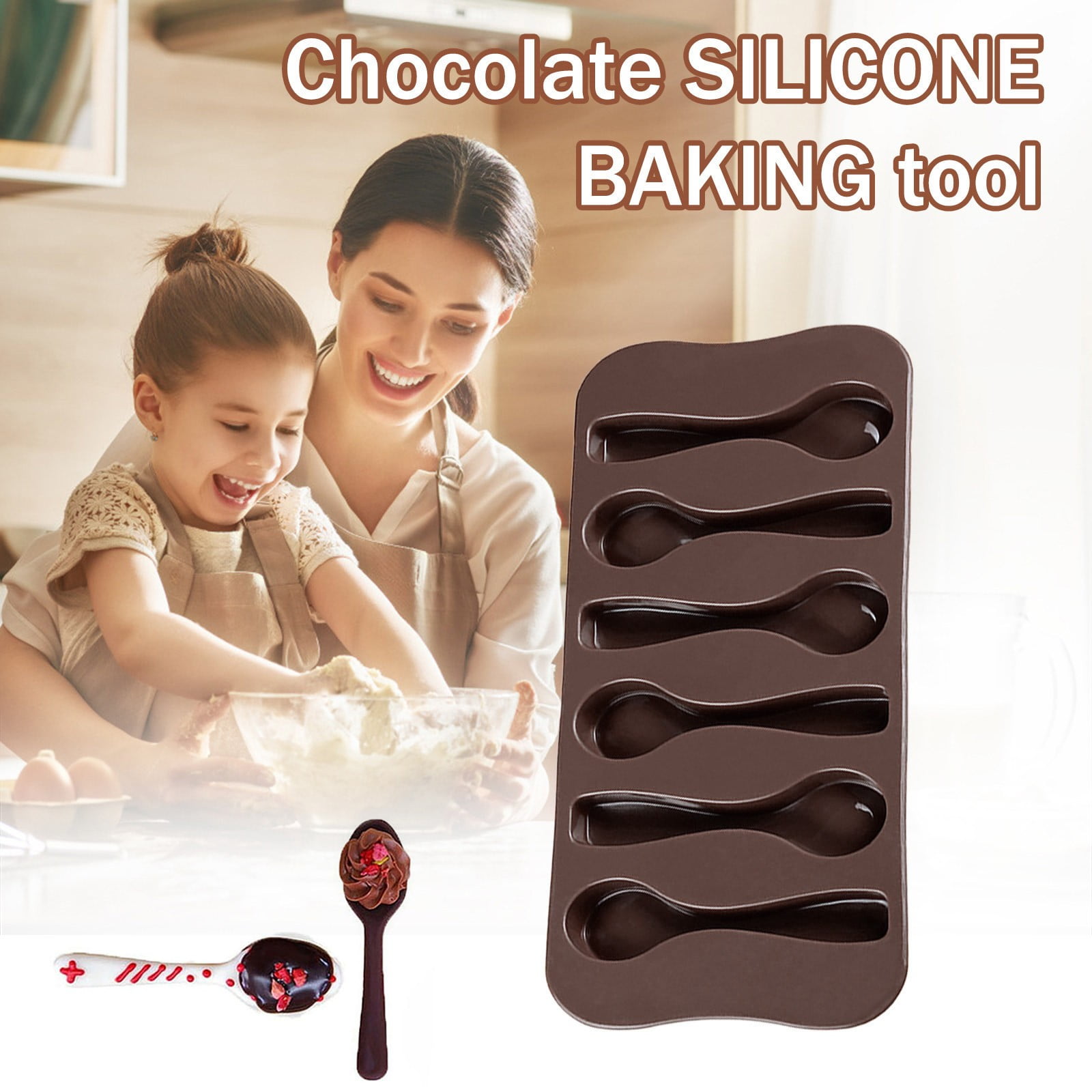 Tool Jelly Mold 6 Spoon Shape Silicone Chocolate Cake Mold Kitchen Baking Tool 