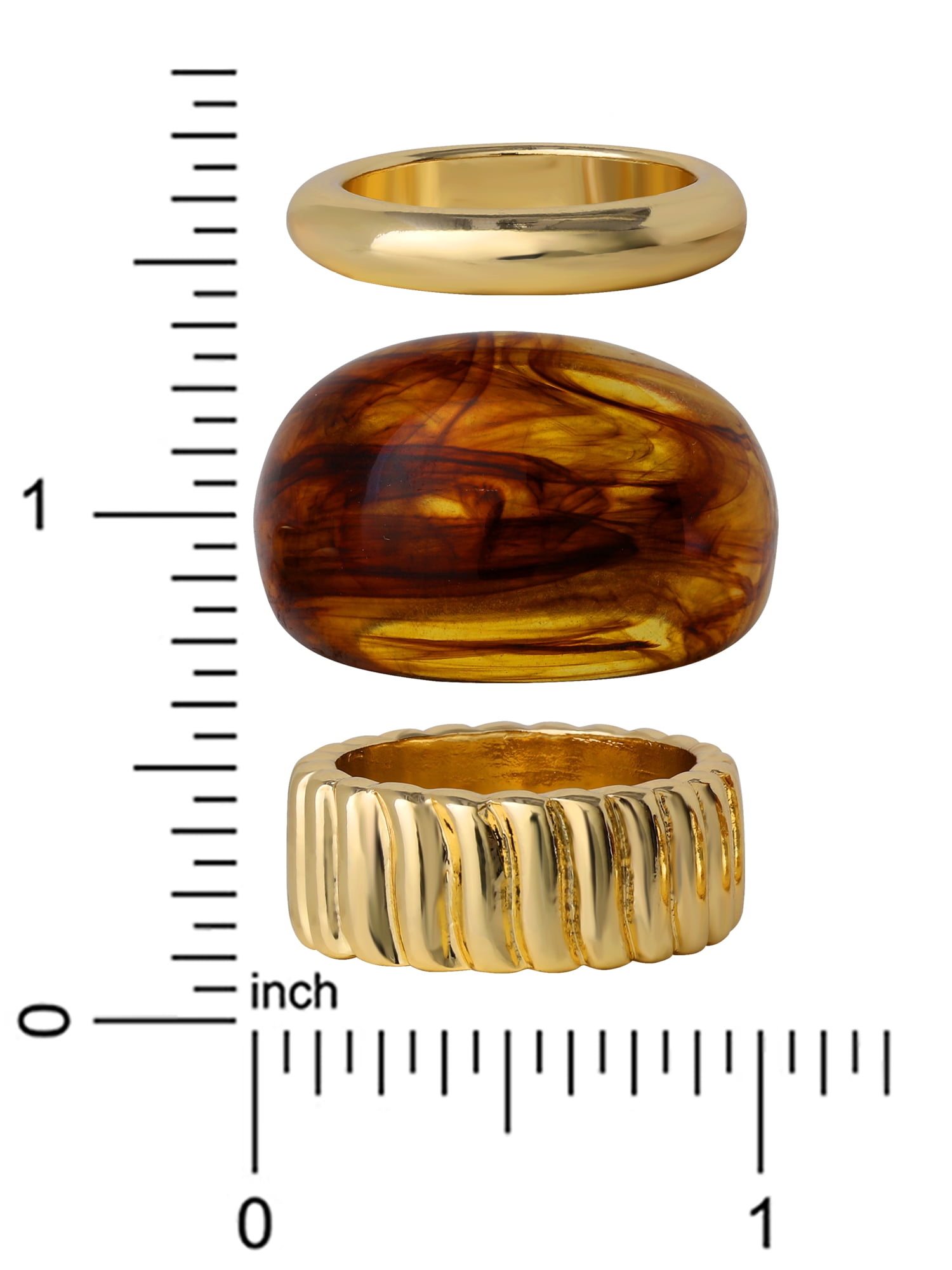Jessica Simpson Women's Gold-Tone and Tortoiseshell Ring Set, 3-Pack