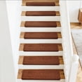 thumbnail image 6 of Pure Era Bullnose 9" x 30" Carpet Stair Treads Protector Cover Indoor Non Slip Self Adhensive Set of 7,Redwood Brown, 6 of 10