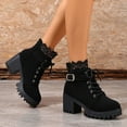 thumbnail image 5 of Miluxas Platform Heel Lace Boot Chunky Heels Combat Boots for Women Black 6(37), 5 of 9