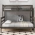 thumbnail image 3 of Harper & Bright Designs Twin XL Over Queen Bunk Bed, Wood Frame Detachable into 2 Separate Beds, Sturdy Platform Bunk with Guard Rail & Ladder, Grey, 3 of 11