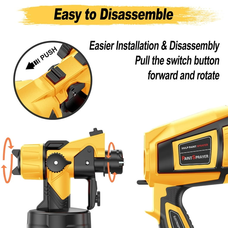 1000W HVLP Electric Paint Sprayer Gun - 4 Nozzles, 3 Patterns, Easy Clean For Furniture & Walls