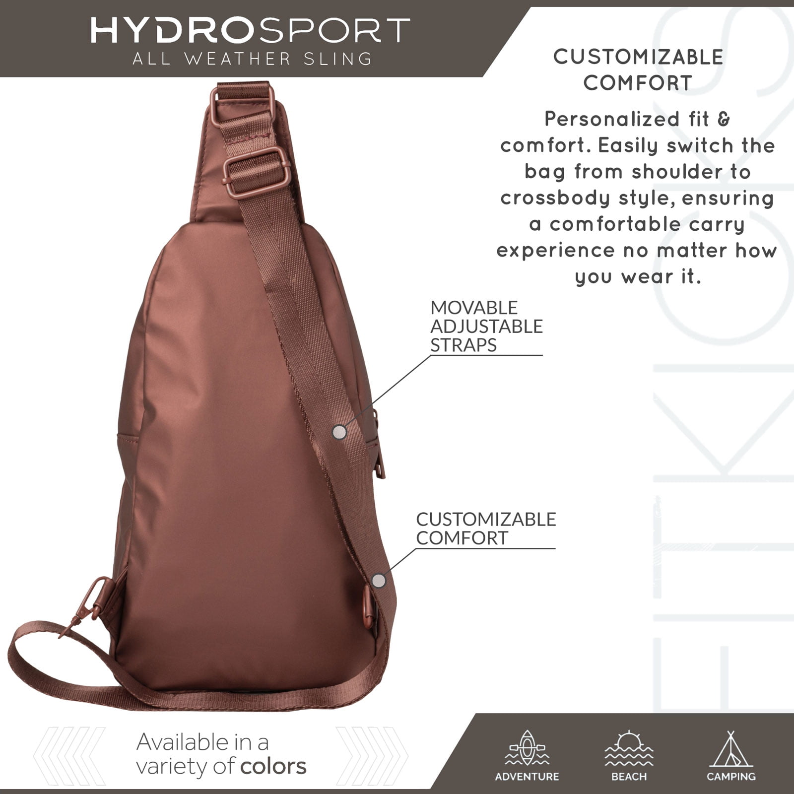 FITKICKS Hydrosport All Weather Sling Bag Crossbody Travel Hiking Chest Bag, Copper (Unisex)