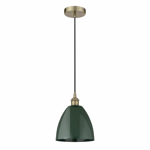 616-1P-AB-MBD-9-GR-Innovations Lighting-Plymouth Dome - 1 Light Cord Hung Mini Pendant In Industrial Style-12.88 Inches Tall and 9 Inches Wide-Antique