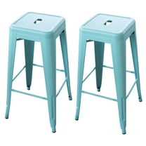 AmeriHome 2 Piece Teal Finish 30 inch Metal Backless Bar Stools
