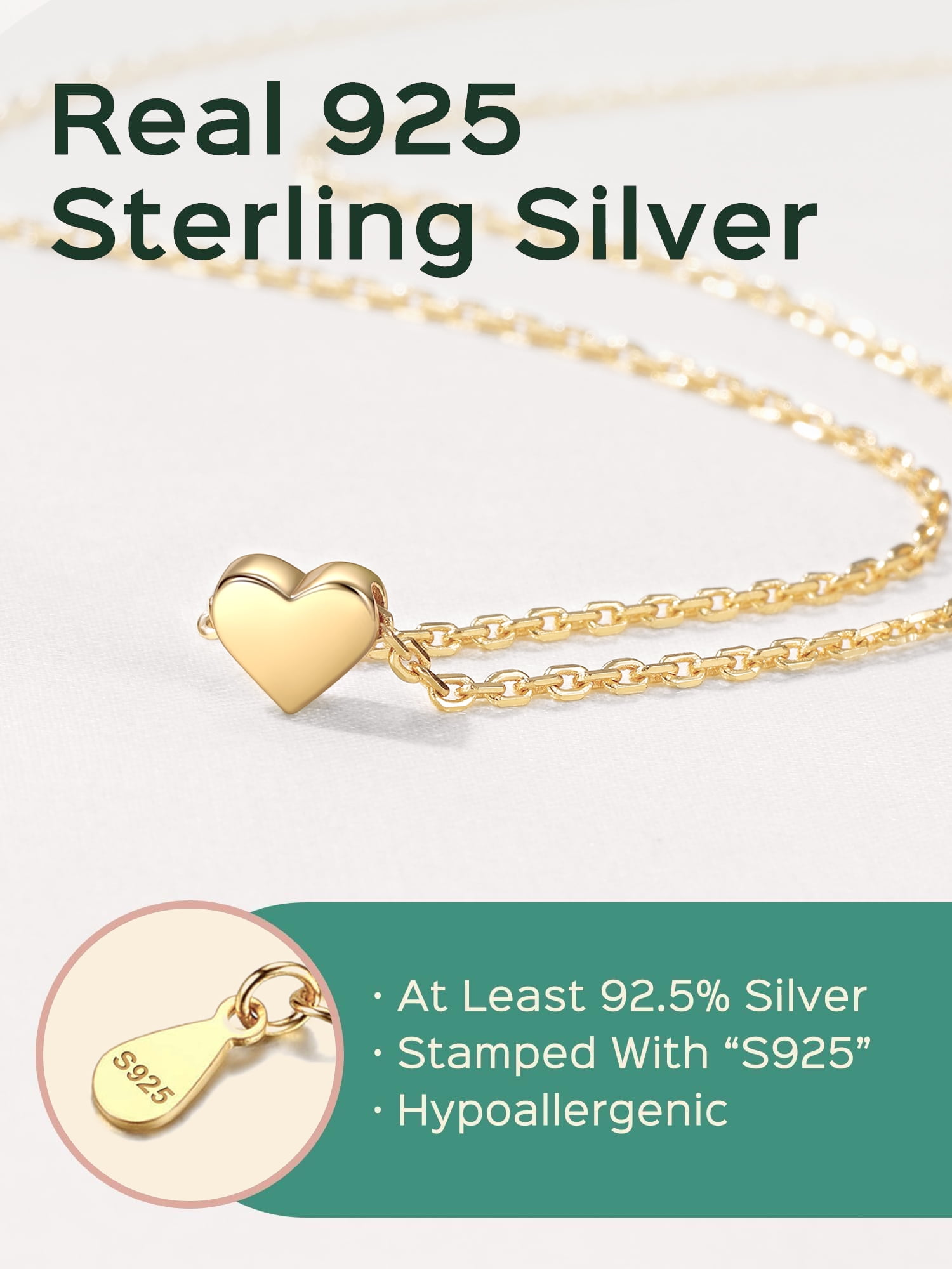 ChicSilver 925 Sterling Silver Heart Pendant Necklaces 14K Gold Plated Dainty Jewelry Valentines Mother's Day Gifts for Women Mom Wife