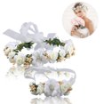 thumbnail image 2 of Wedding Flower Crown Fashion Ribbon Hair Wreath Floral Crown with Wrist Corsage, 2 of 6