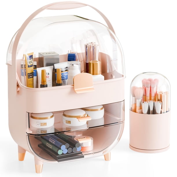 Organizador de maquillaje Yieach para encimera con cajones y soporte para brochas