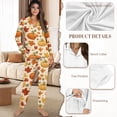 thumbnail image 7 of DISNIMO Pumpkin Maple Leaf Printed Women Pajama Set Long Sleeve Sleepwear Button Down 2 Piece Pj Set V Neck Nightwear with Long Pants, Halloween Decor, 7 of 7