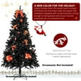 thumbnail image 5 of 7' Black Artificial Unlit Christmas Tree, Premium PVC Holiday Tree with Metal Stand, Easy to Assemble, Perfect for Modern Home, Office, or Halloween Party, 7FT, 5 of 8