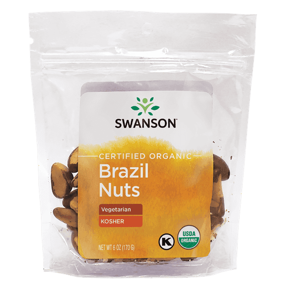 Swanson Certified Organic Brazil Nuts - Unsalted, Raw, Whole 6 oz Package