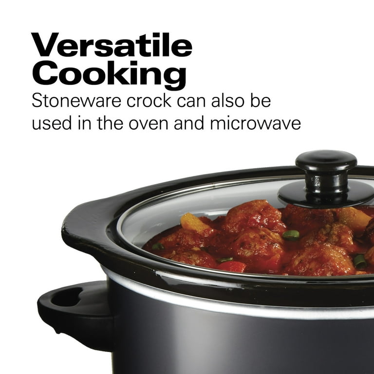 Hamilton Beach Slow Cooker, 3 Quart Capacity, Oval, Removable Crock, Black, 33231