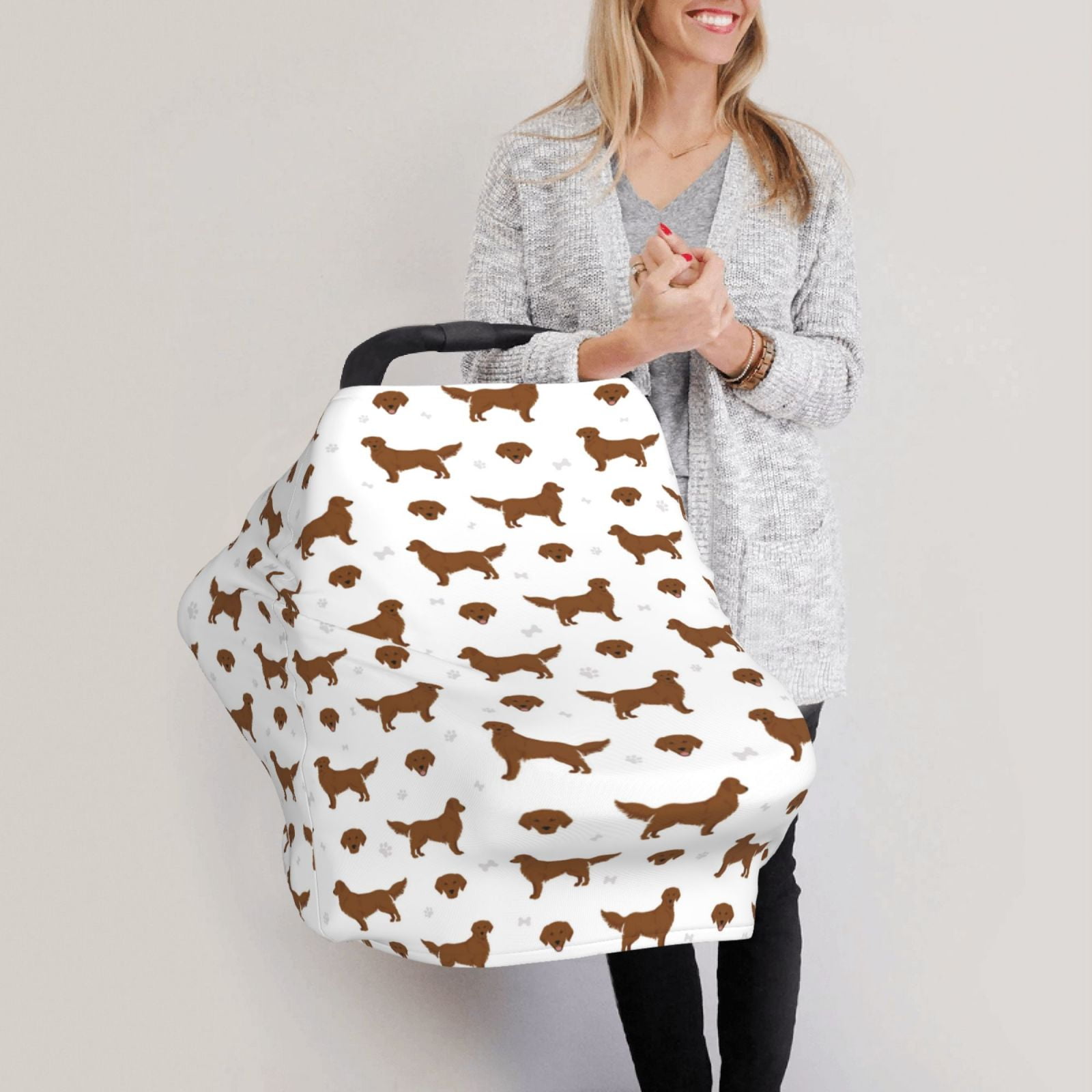 Fotbe Labrador Retriever Dog Pattern Car Seat Covers for Babies, Nursing Breastfeeding Cover Carseat Canopy, Soft Stretchy Carrier Cover
