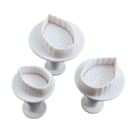 3Pcs/Set Rose Leaf Plunger Fondant Cutter Sugarcraft Cake Decorating Tools Cookie Stamper Baking Accessories Round