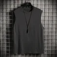 thumbnail image 4 of Sudadera deportiva de verano para hombre con barra transversal, camiseta sin mangas con hombros descubiertos y color sólido, camiseta de manga corta, 4 of 4