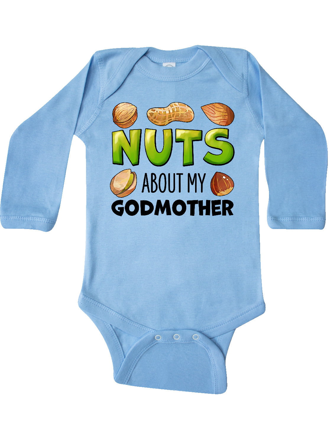 Peanut inktastic Nuts About My Godmother Pistachio Long Sleeve Creeper Almond