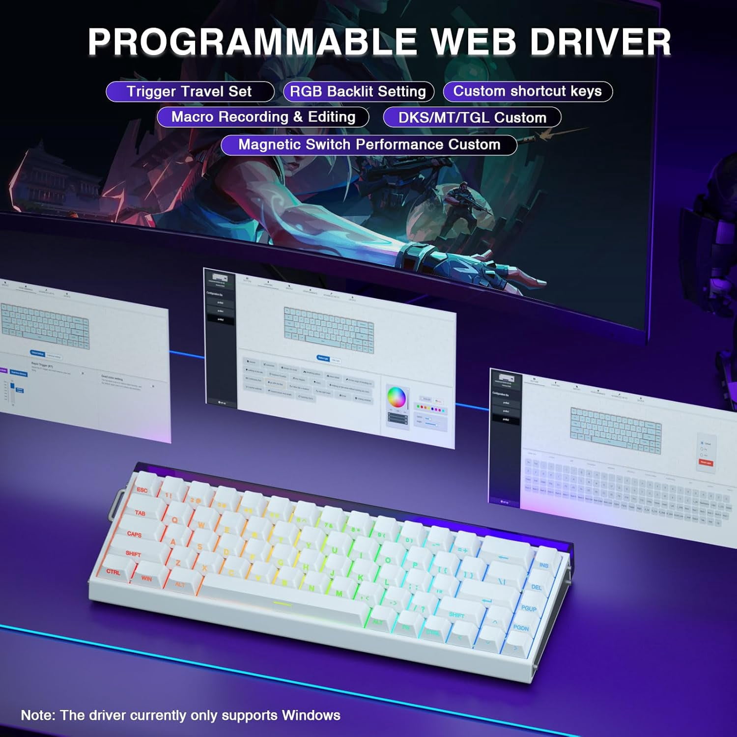 Restored AULA Hero 68 HE 60% Gaming Keyboard Wired, Hall Effect Magnetic Switch Keyboard with Adjustable Actuation, Fast Trigger Mode, 8K Hz Polling Rate, 0.125ms Latency,Side Printed PBT Keycaps (Refurbished)