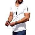 thumbnail image 4 of WTXUE T-Shirts Short Sleeve, V-Neck Shirts Summer Casual Zipper Pocket T Shirt Top Blouse Cotton Solid Casual Tops for Men White XL, 4 of 5