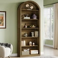 thumbnail image 3 of Tribesigns 6-Tier Brown Arched Bookshelf, 77.16" Tall Arched Bookcase with Storage Shelves, Floor Standing Open Display Shelving Unit for Living Room, Bedroom, Home Office(Brown, 6-Tier), 3 of 16