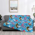 thumbnail image 2 of Honeii Sharks Summer print throw blanket, crafted from cozy cotton flannel, offers versatile home decor as a bedding suitable for all seasons.-50"x40", 2 of 6