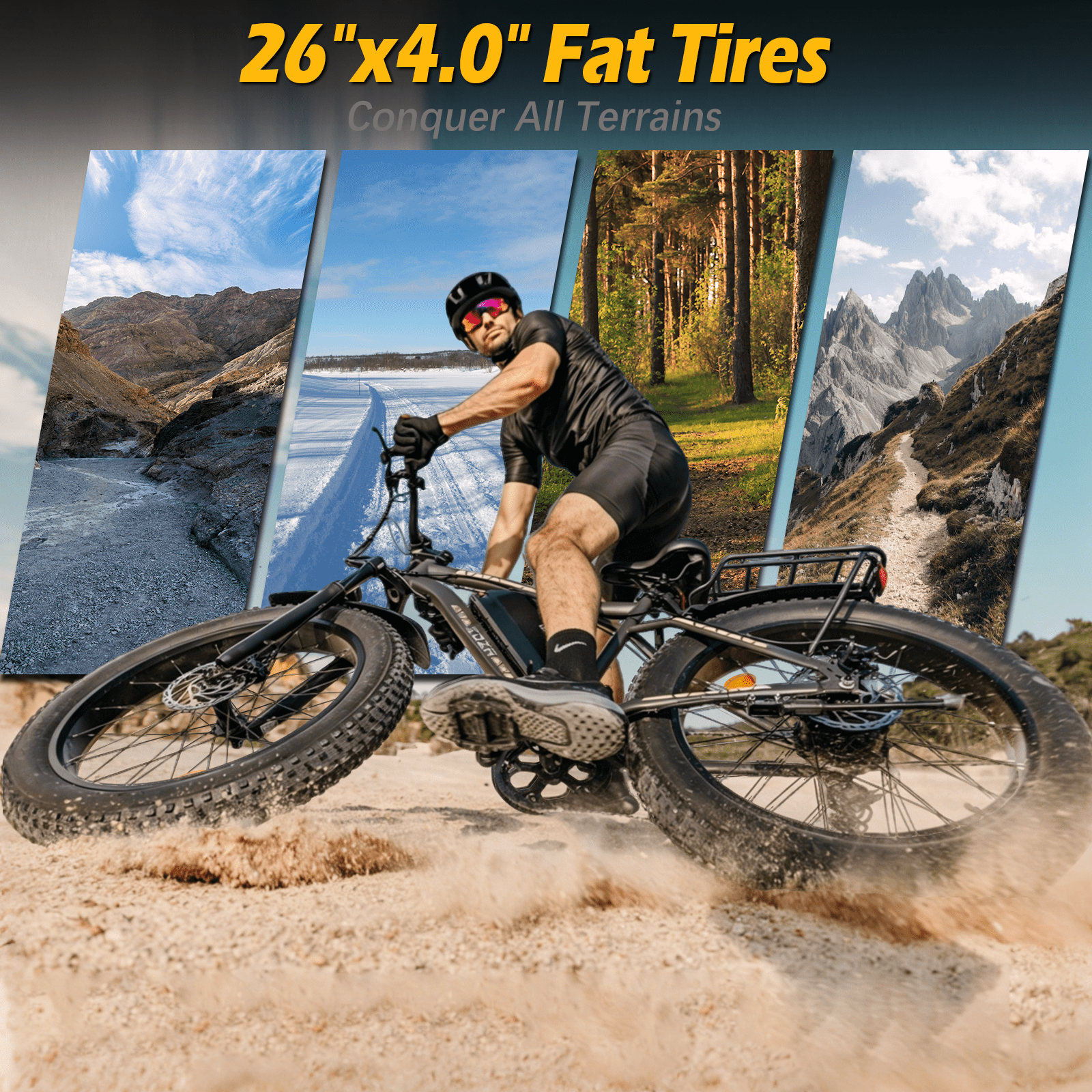 ZDZA Electric Bike for Adults, Peak 1500W Motor E-Mountain Bicycle, 26" Fat Tire 28mph Ebike, 48V 15Ah Removable, Dual Suspension with Shelf UL2849, Grey