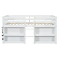 thumbnail image 6 of Miniyam Wood Twin Size Loft Bed with LED Light & Shelves for Kids and Teens, White, 6 of 6