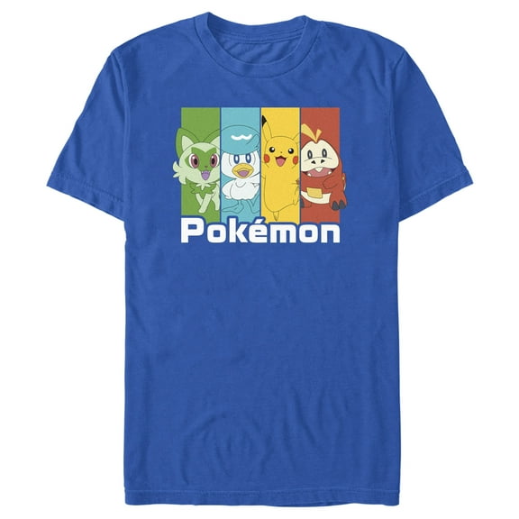 Men's Pokemon Colorful Friends  Graphic Tee Royal Blue Medium