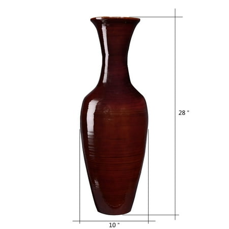 Villacera Handcrafted 28 Tall Brown Bamboo Vase Decorative