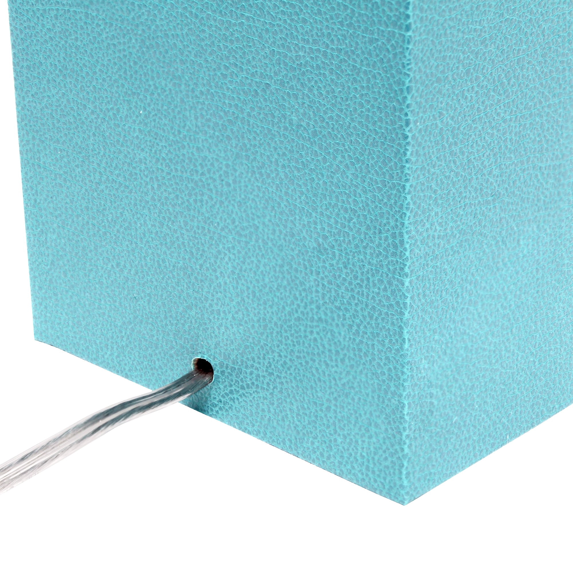 Mod Lighting and Decor Leather Wrapped Base Rectangular Table Lamps - 21" - Aqua Blue- Set of 2
