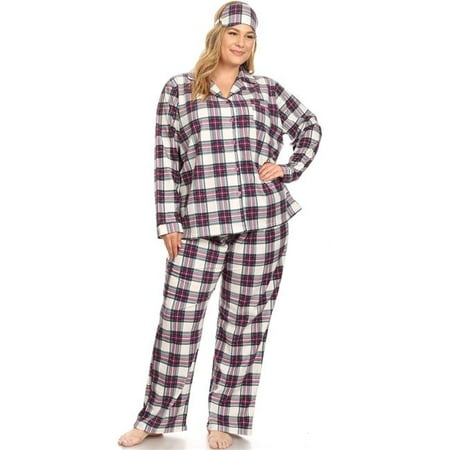 

PS3610-02-3XL Purple & White Three-Piece Pajama Set - 3X