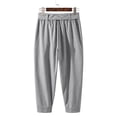 thumbnail image 4 of QIYAGBSA Men's Tie Waist Harem Pants Relaxed Drop Crotch Tapered Leg Casual Trousers with Side Pockets Streetwear Style (Gray, XL), 4 of 7