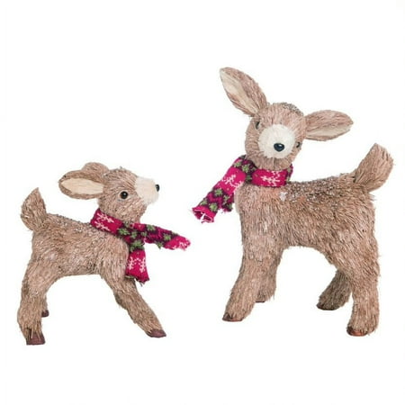 UPC: 0885114196500 | Set of 2 Contemporary Style Brown Foam Christmas Sisal Holiday Deer Decors 19