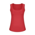 thumbnail image 7 of Scoop Neck Tank Tops for Women Slim Fit Sexy Casual Basic Tee Shirts Sleeveless Solid Color Summer Blouses (L, Red), 7 of 7