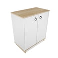 thumbnail image 2 of Nuanse Storage Cabinet with Doors, White Accent Cabinet, Modern Free Standing Cabinet, Sideboard with Metal Base for Bedroom, Living Room, Kitchen and Office Natural Oak Finish, 2 of 2