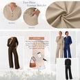 thumbnail image 6 of SUNBS Two Piece Outfits Women Fall Sweatsuits Henley Neck Tops Lounge Sets Wide Leg Pants Vocation Travel Outfits, 6 of 8