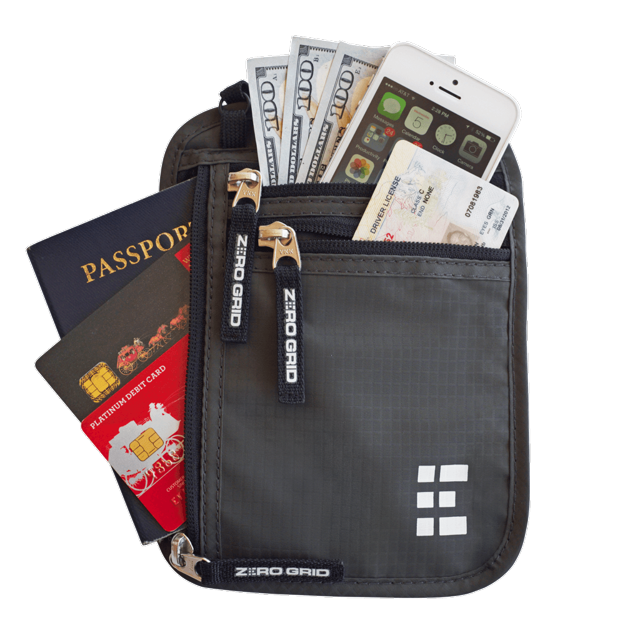 Zero Grid Neck Wallet Passport Holder & RFID Money Lanyard, Hidden