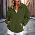 thumbnail image 2 of Lumtrix Womens Oversized Sweatshirts V Neck Henley Turtle Neck Long Sleeve Button Fleece Pullover, Casual Teen Girls Y2K , Fall Winter Fashion Army Green S, 2 of 7