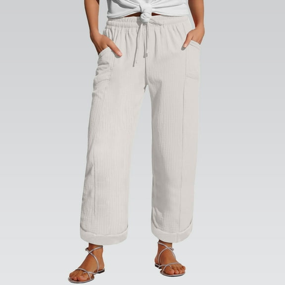 BILIKEYU Women's Lightweight Linen Summer Pants, womens pants, women's clothing, cargo pants women baggy