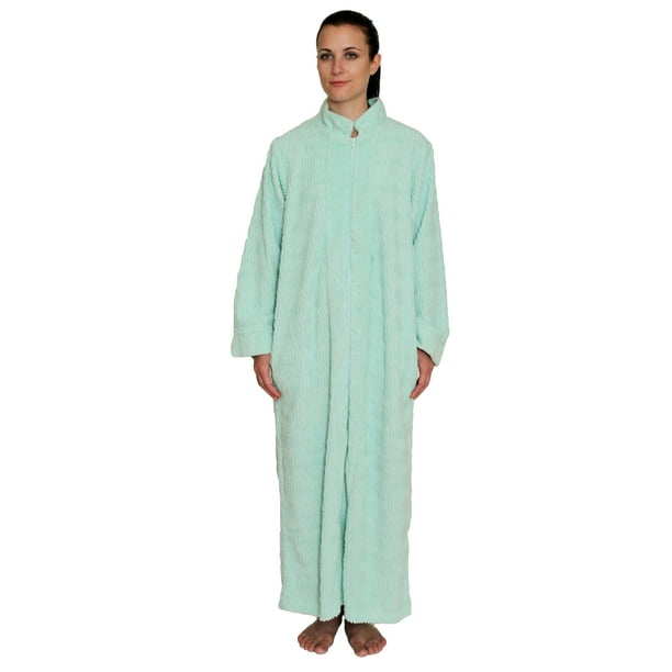 NDK New York Women's Zipper Front Chenille Bathrobe 100 cotton