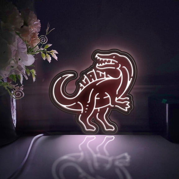 Dinosaur Led Light Box, Dimmable Neon-Like Light Signs USB Power for Wall Decor Bedroom Decoration, Static Light (WxH) 6"x6"
