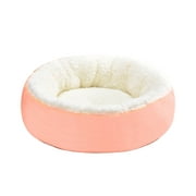 Reheyre Cat Bed Comfortable Non-slip Bottom Easy to Clean Fully Filling Soft Sleep And Rest PP Cotton Round Lamb Velvet Cat Nest for Living Room